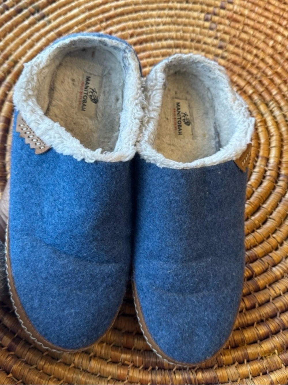 Women’s Manitobah Denim Blue Slippers with Cozy Faux Shearling Lining